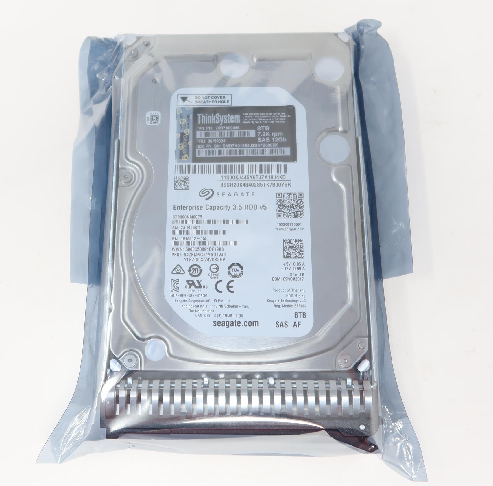 00YK034 7XB7A00045 Lenovo 8TB 7.2K SAS 12Gb 3.5" Hard Drive