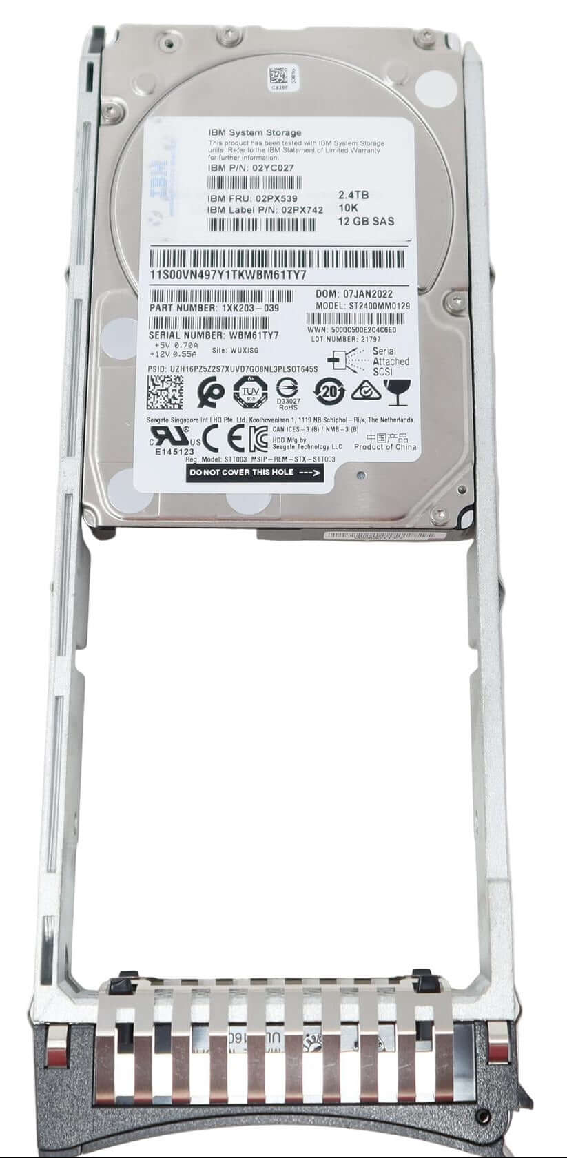 IBM 02PX539 02YC027 02PX742 V5000 2.4TB 10k 12GB 2.5" SAS Hard Drive