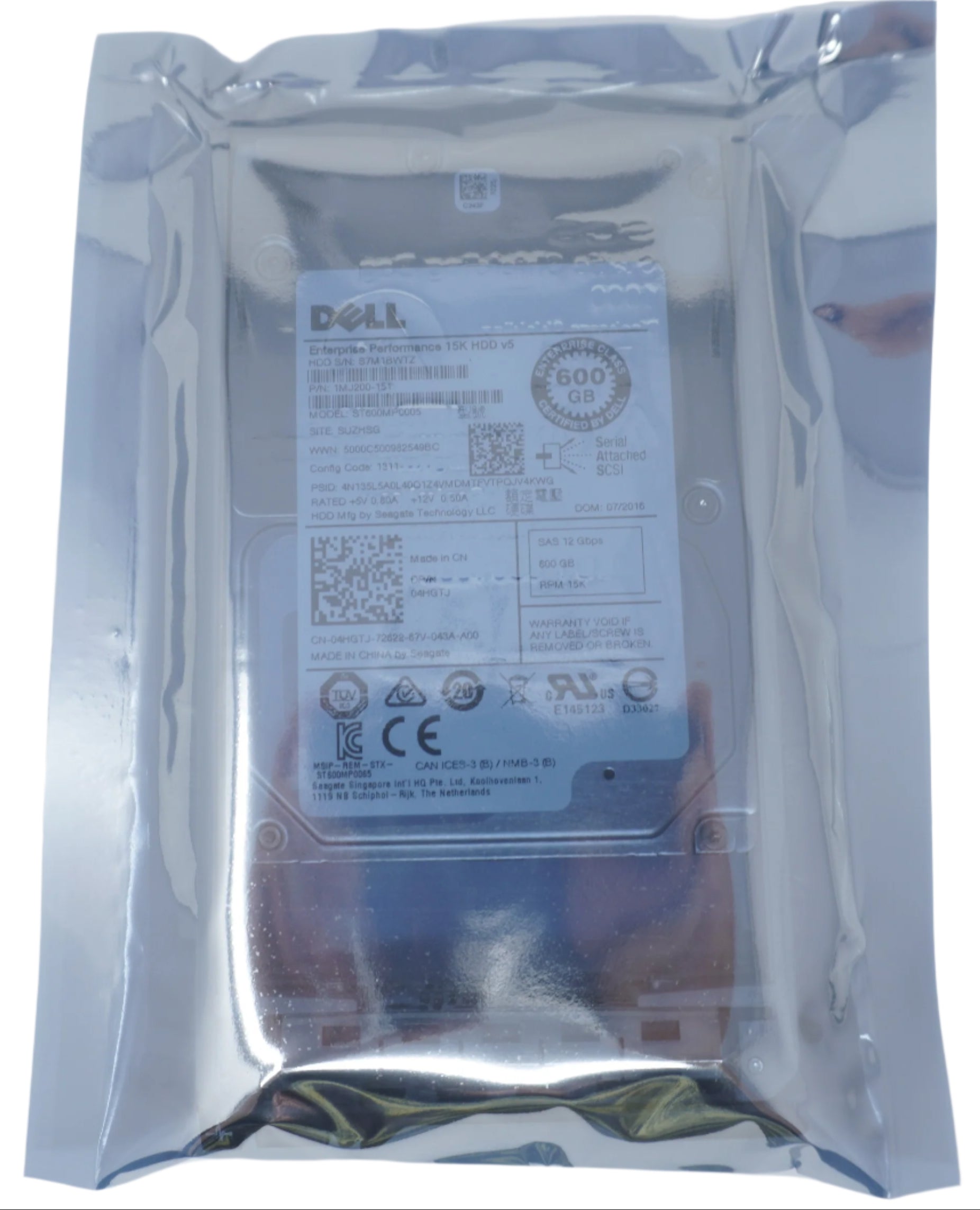 1MJ200-151 4HGTJ Dell ENTERPRISE 600GB 15K 12G 2.5in SAS Hard Drive