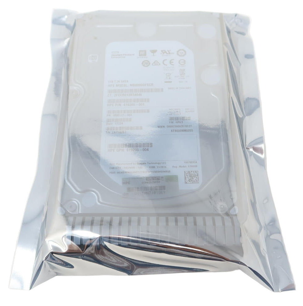 820033-001 819203-B21 HP 8TB 3.5" SATA G8-G10 6Gb/s 7.2K 512e Hard Drive