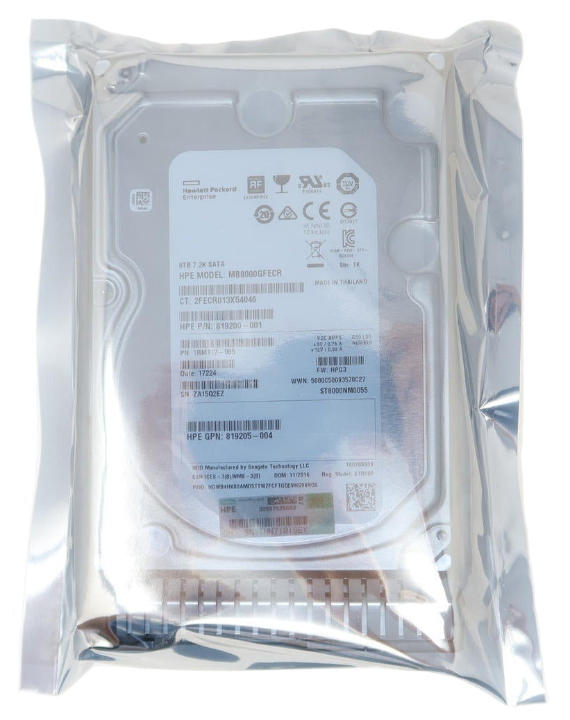HP 8TB 3.5" SATA 6Gb/s 7.2K 512e Hard Drive (820033-001 / 819203-B21)
