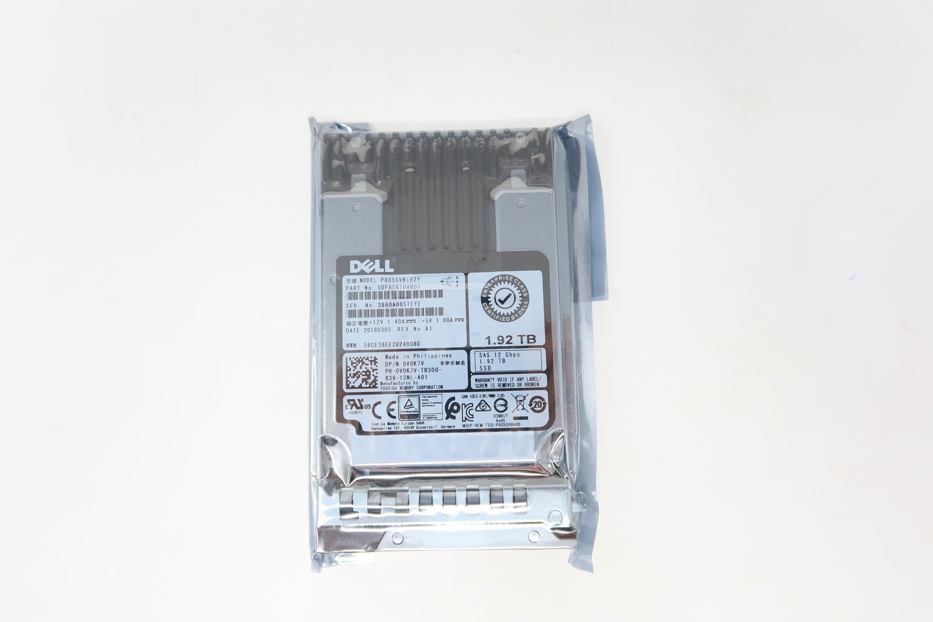 Dell V0K7V 1.92TB SAS 2.5" 12G MU SSD PX05SVB192Y