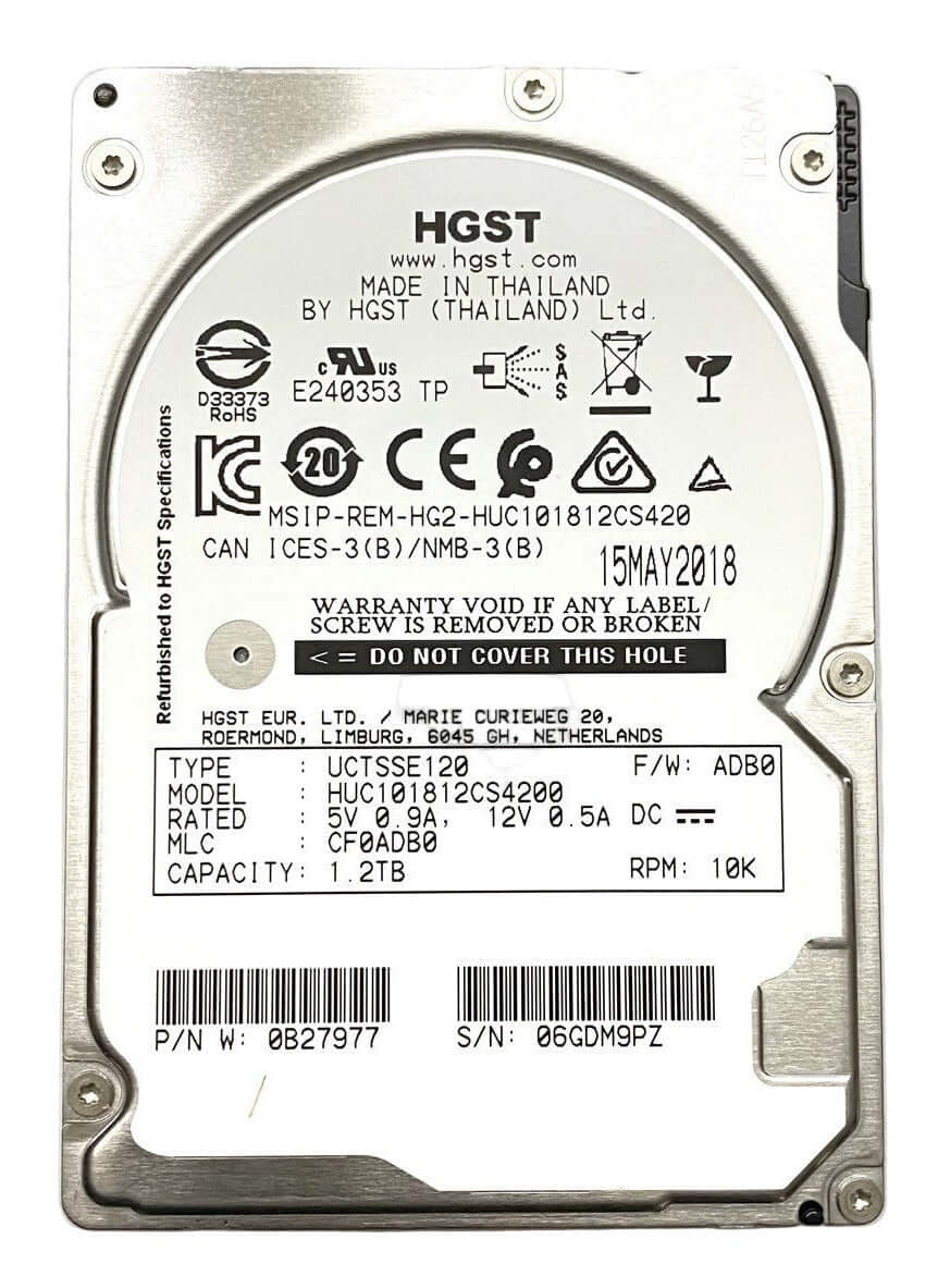 HGST HUC101812CS4200 0B29920 1.2TB 10K RPM 12Gb SAS 2.5-inch
