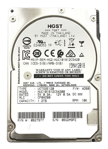 HGST HUC101812CS4200 0B29920 1.2TB 10K 12Gb SAS 2.5