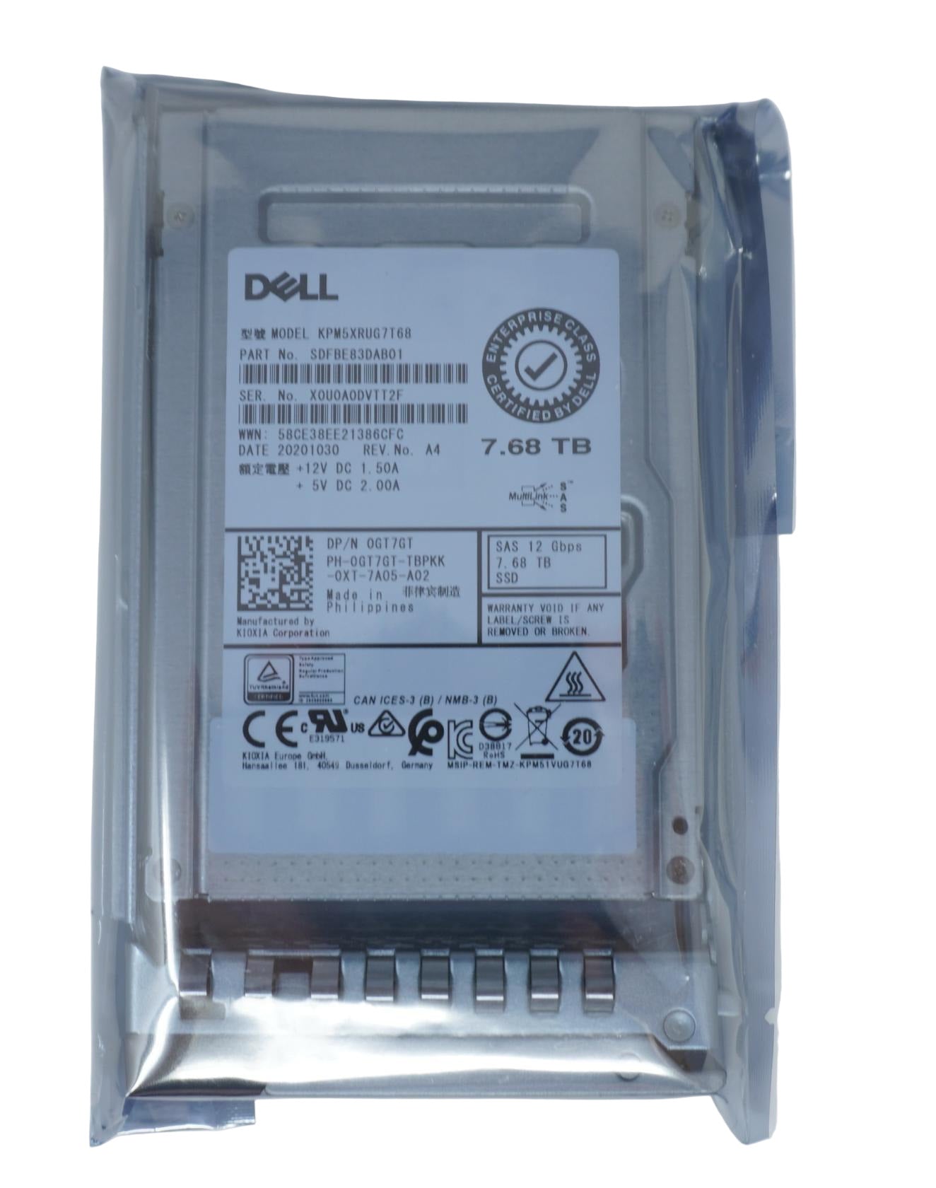 Dell GT7GT KPM5XRUG7T68 7.68TB SAS 12G 2.5" RI SSD for G14–G16