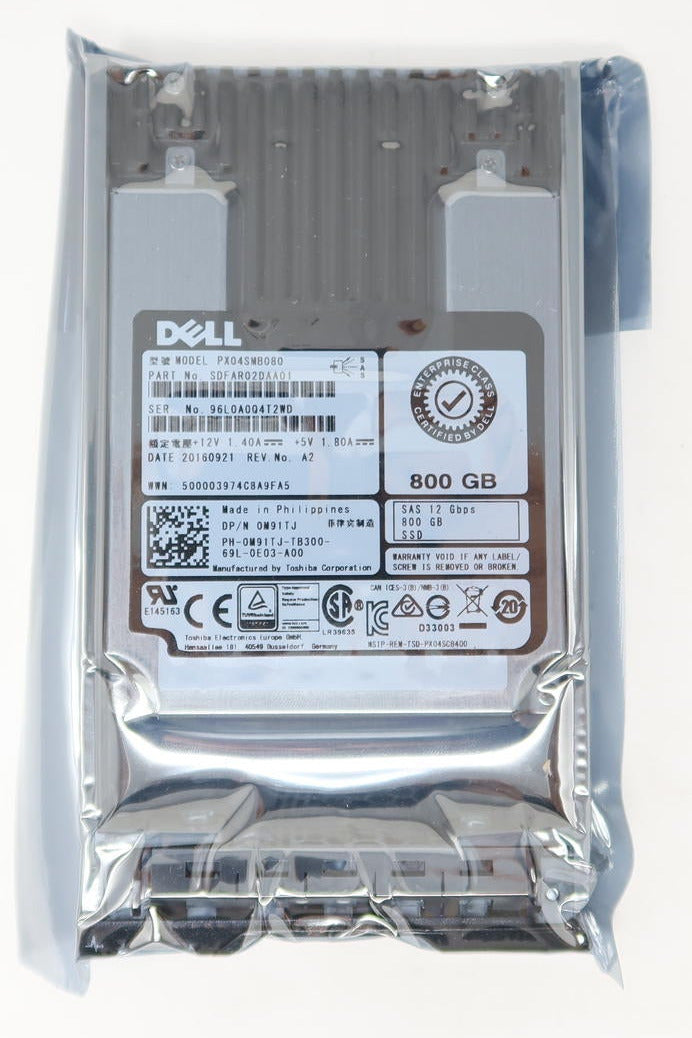 Dell M91TJ PX04SMB080 800 GB 2.5-inch SAS 12 Gb/s Mixed-Use SSD