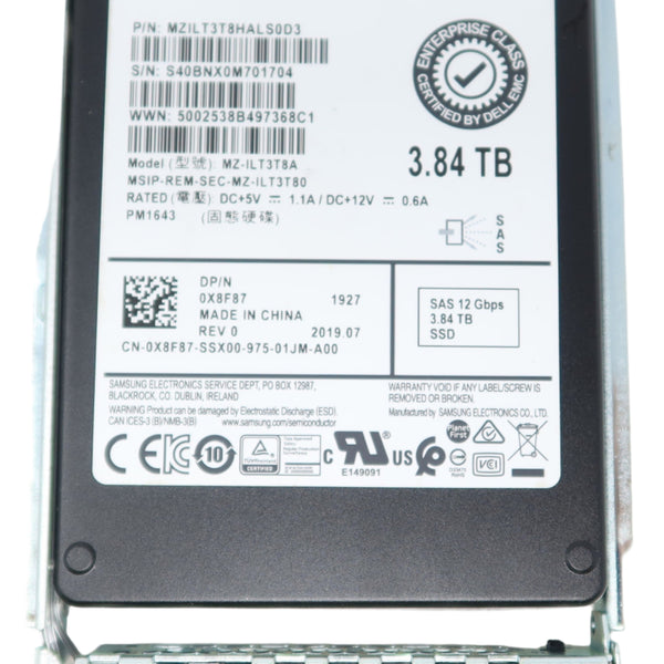 Dell 3.84 TB 2.5″ SAS 12 Gb/s Read-Intensive SSD | X8F87