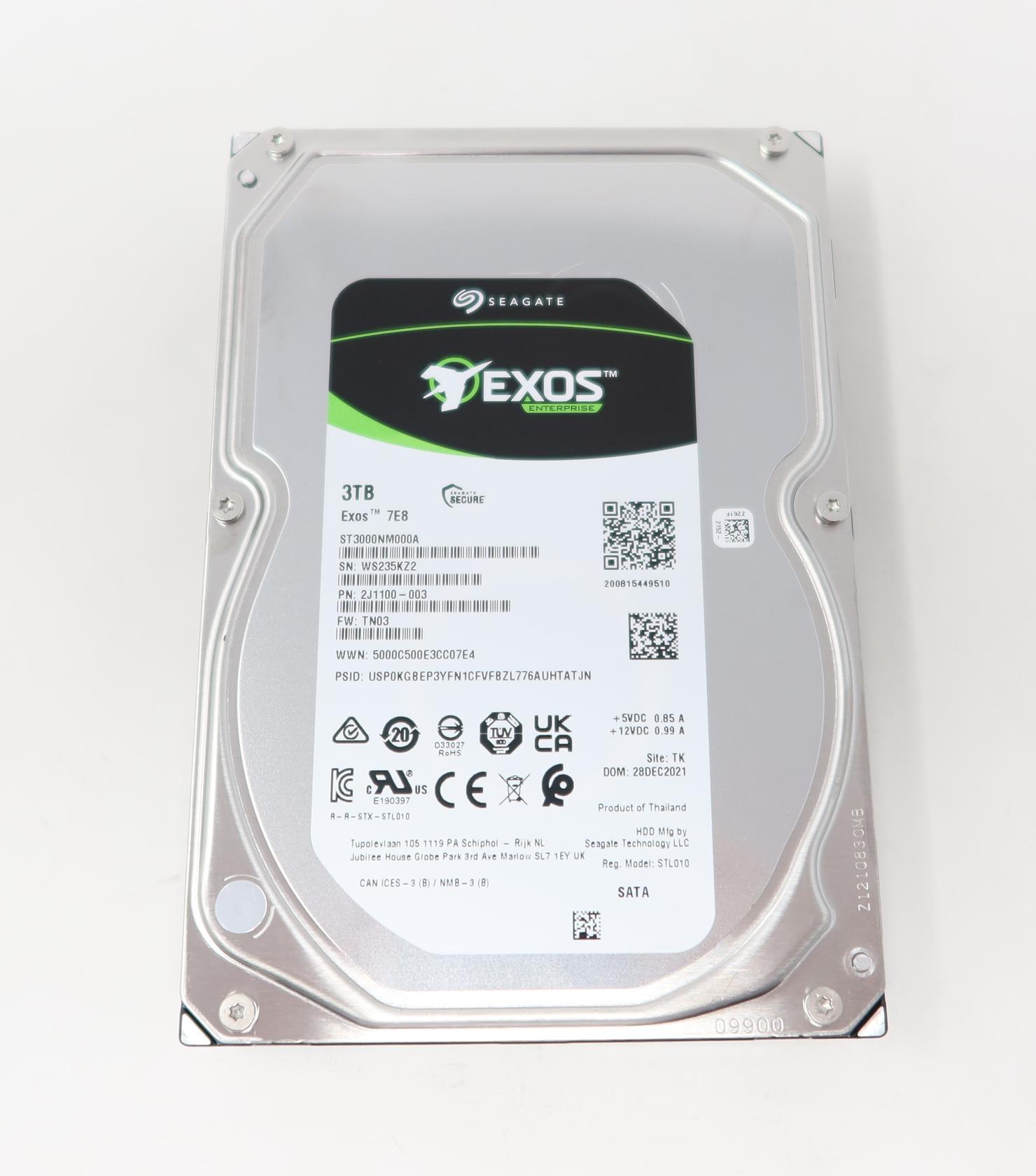 ST3000NM000A Seagate Exos 7E8 3TB 7.2K 6G 256MB SATA drive