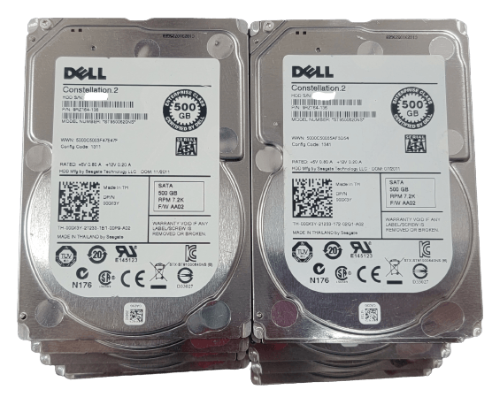 Lot of 10 Dell 00X3Y 500gb 7.2k 6G 2.5in SATA hard drive