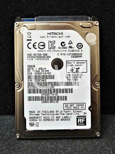 Hitachi 0j15291 500gb 5400RPM 2.5" SATA Laptop Hard Drive