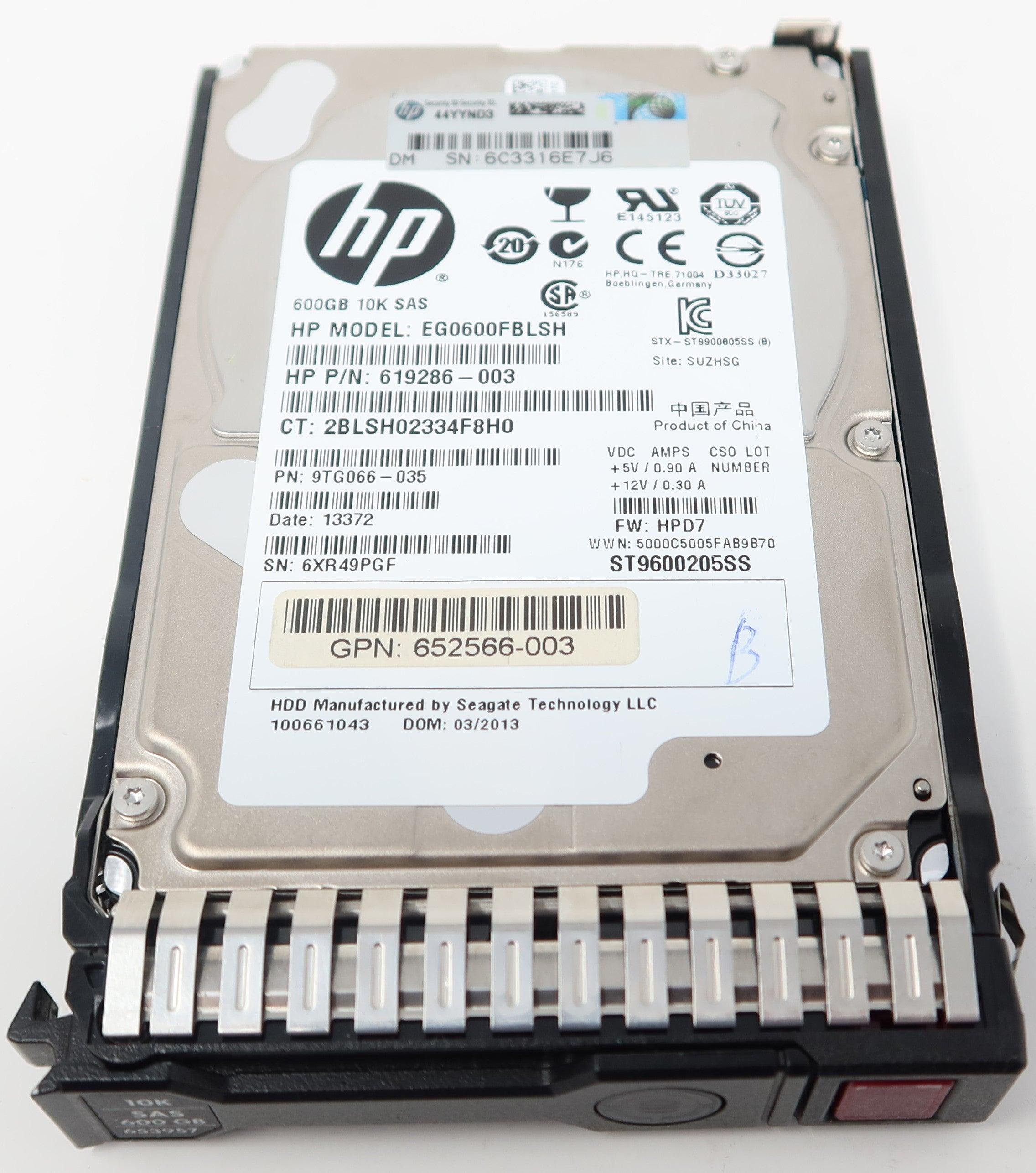 HPE 600GB 10K 6G SFF 2.5" SAS SC 652583-B21 653957-001