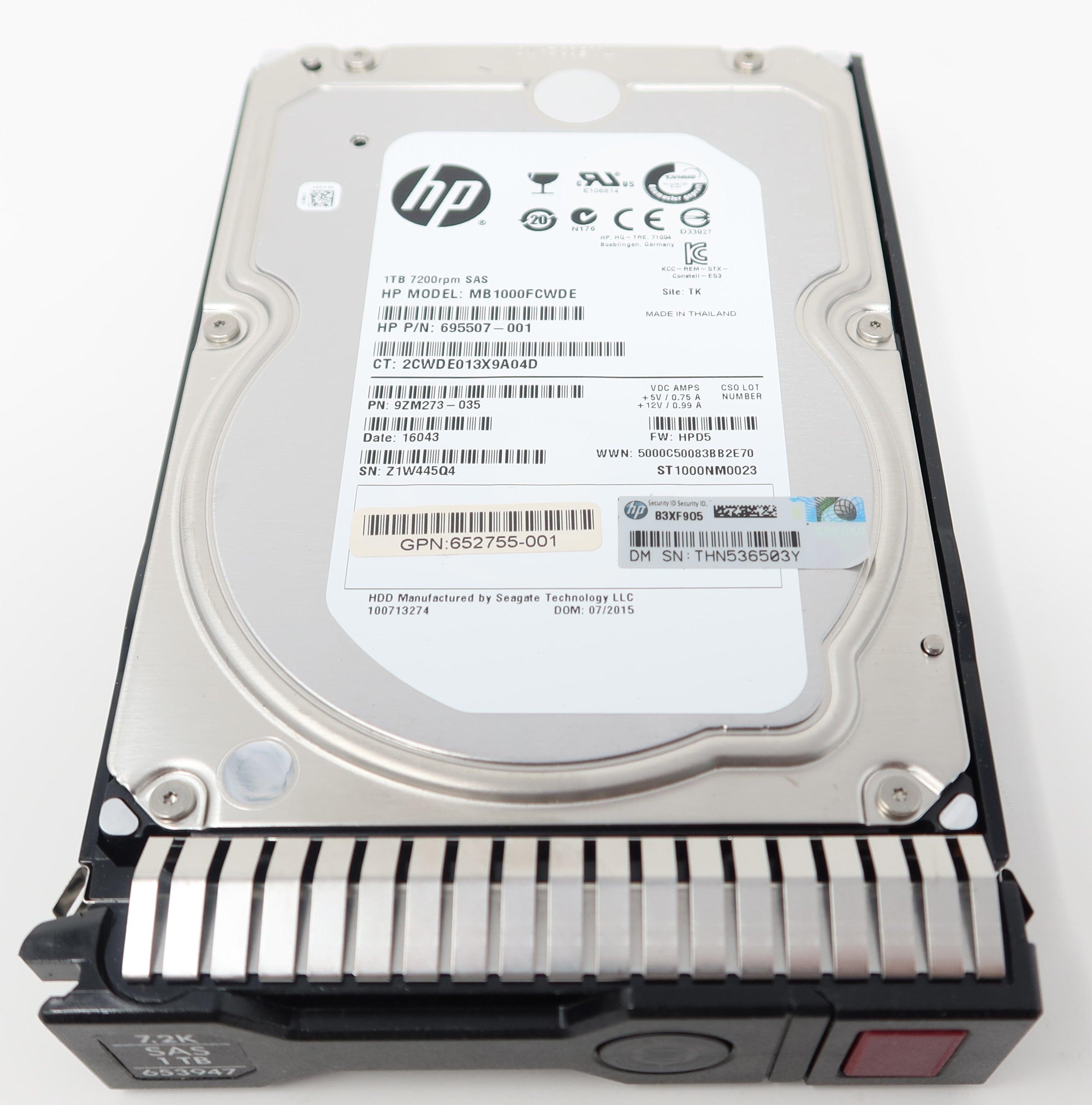 HP 1TB 7.2K RPM 3.5" SAS Server Hard Drive 695507-001 MB1000FCWDE