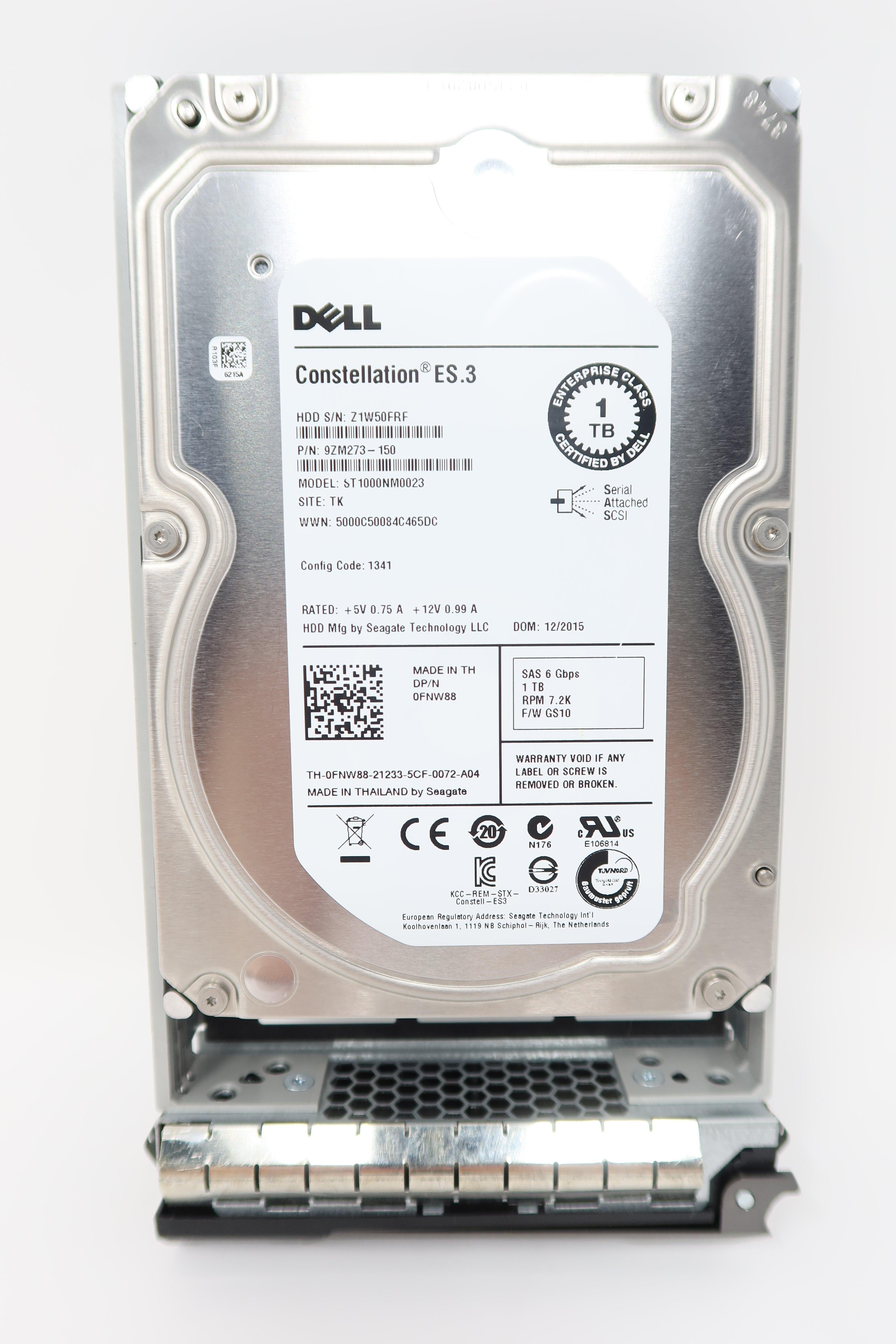 ST1000NM0023-Dell 1TB 7.2K 128MB SAS 3.5IN (Lot of 5) Drives