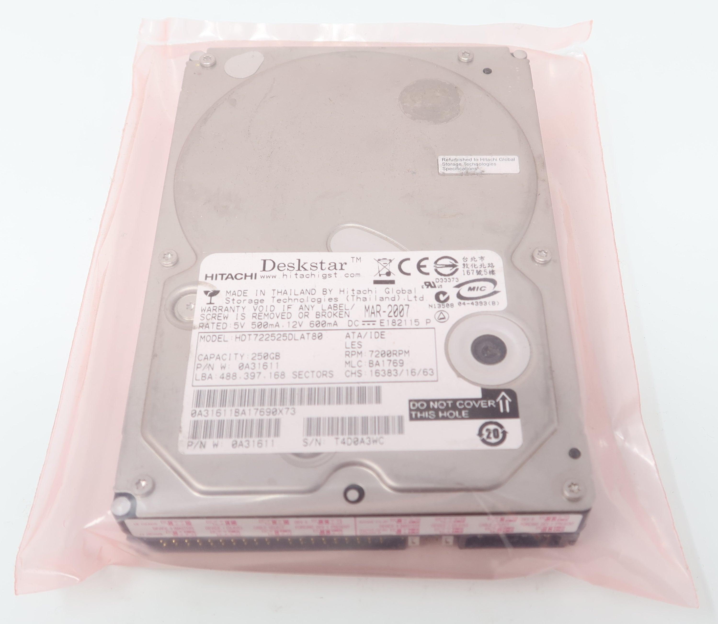 HDT722525DLAT80 Hitachi Deskstar 250GB IDE 3.5in Hard Drive