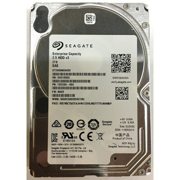 Seagate 2TB Enterprise 2.5 Internal Drive SAS 12Gb/s 7200 RPM 128MB ST