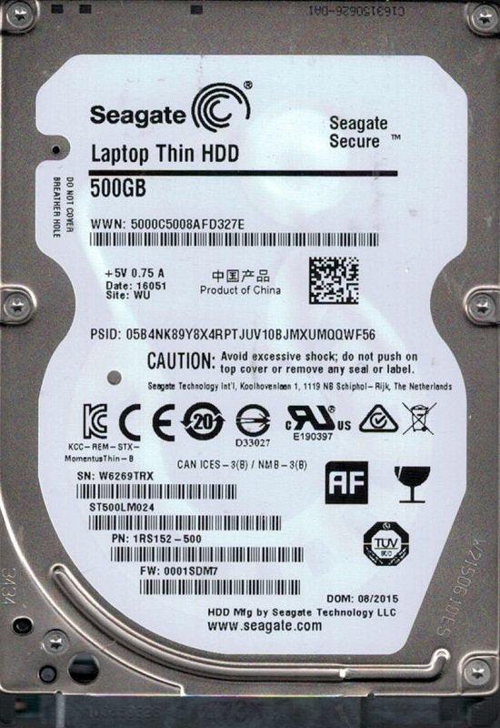 ST500LM024 Seagate Thin 500GB 7200RPM 6Gb/s 32MB 2.5" SATA Laptop Hard Drive