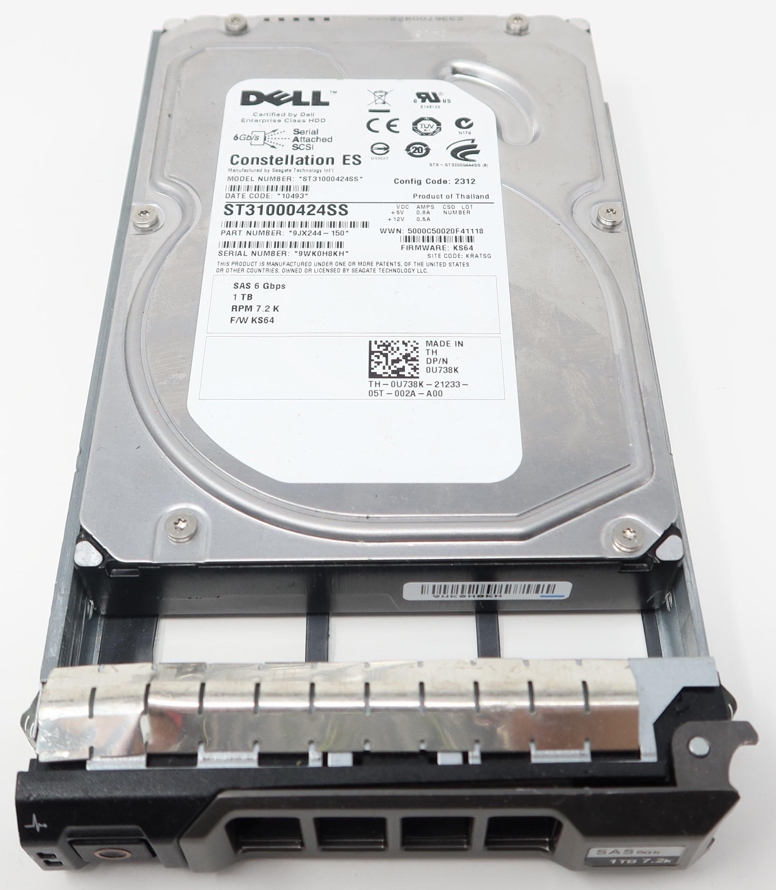 Dell 0U738K U738K 1TB 7.2K RPM 6Gb/s 3.5" SAS Hard Drive ST31000424SS