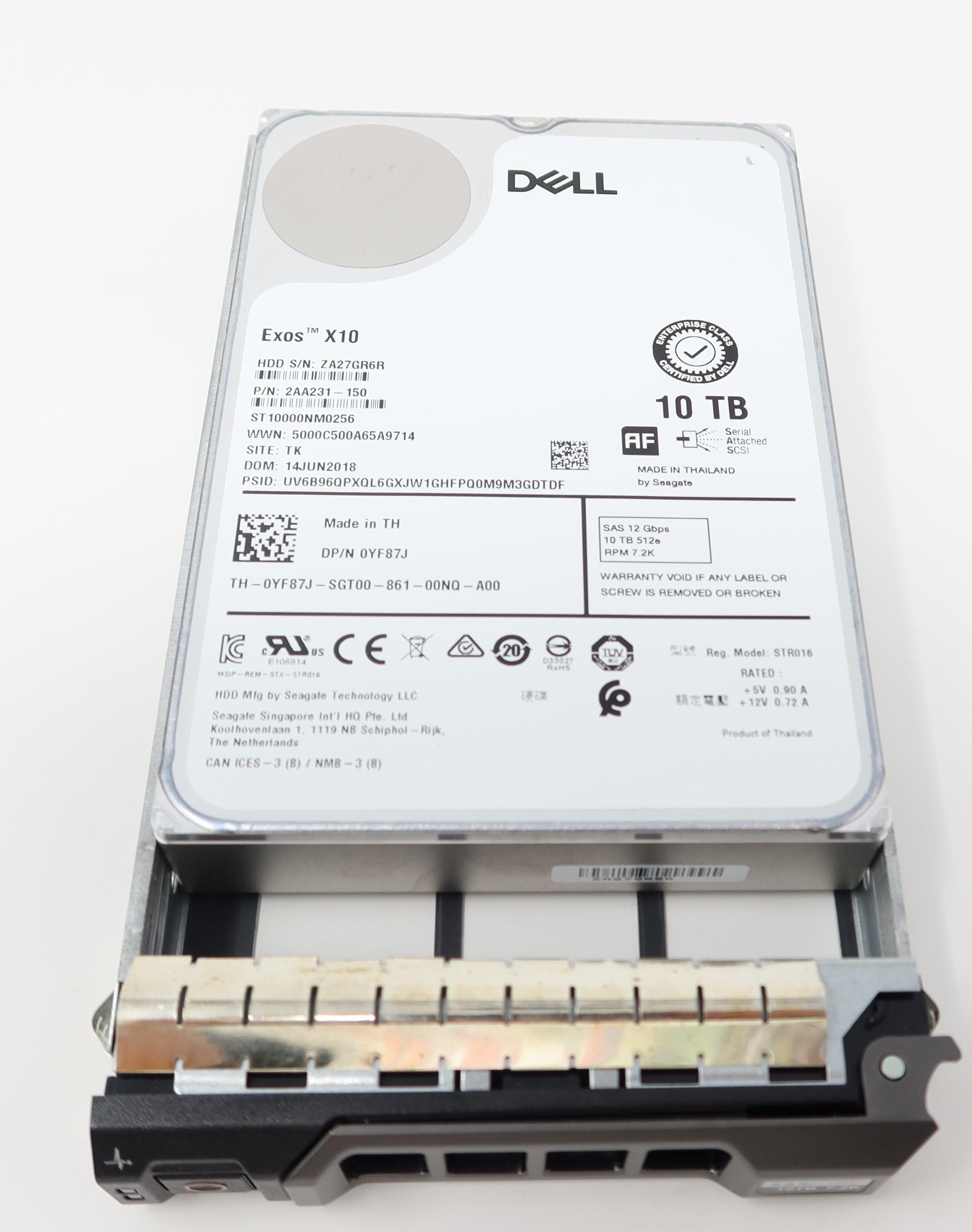 Dell ST10000NM0256 0YF87J 10TB 7.2K 3.5 inch SAS 12Gb hard drive