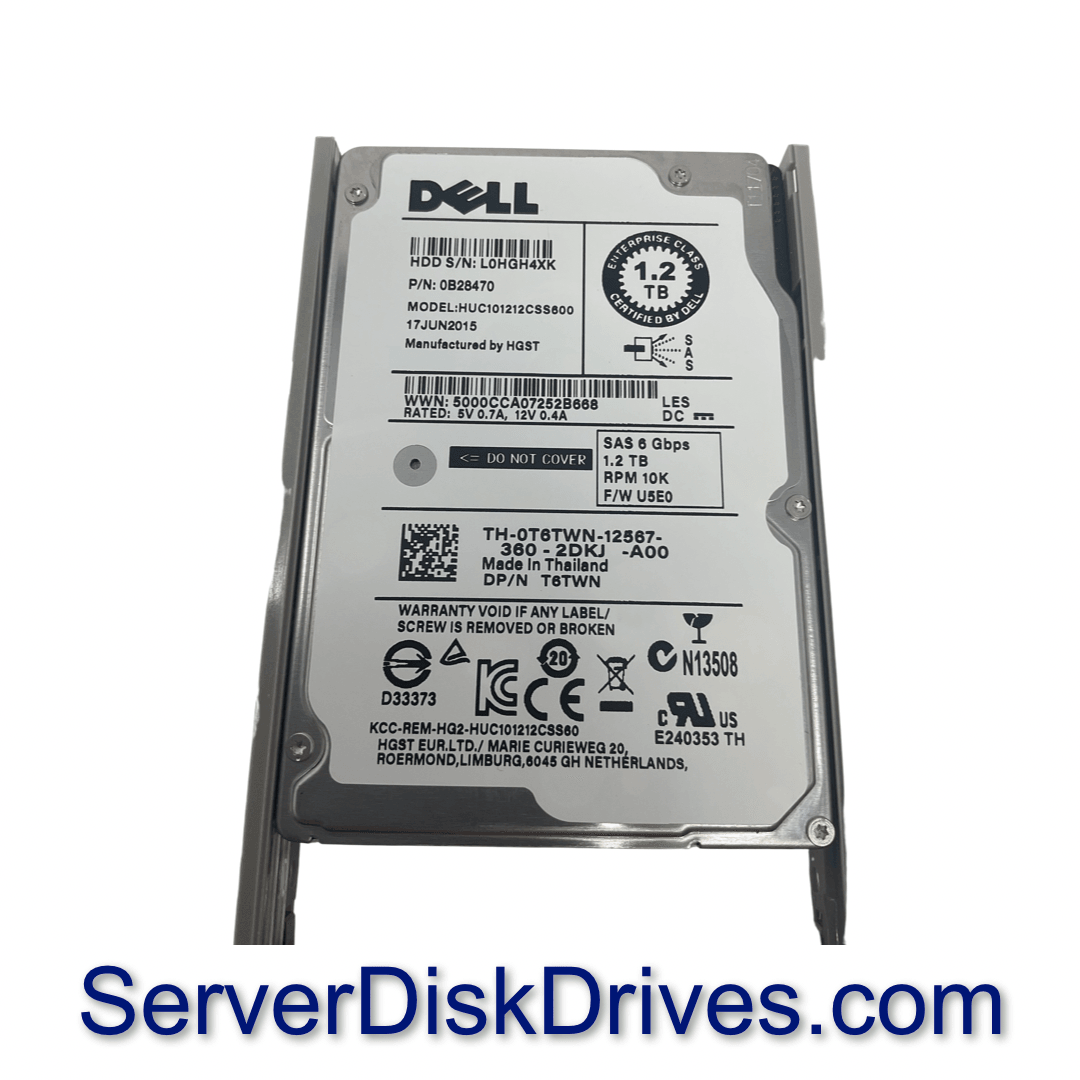 T6TWN Dell 1.2TB 10K RPM 6Gb/s SAS 2.5 Hard Drive HUC101212CSS600