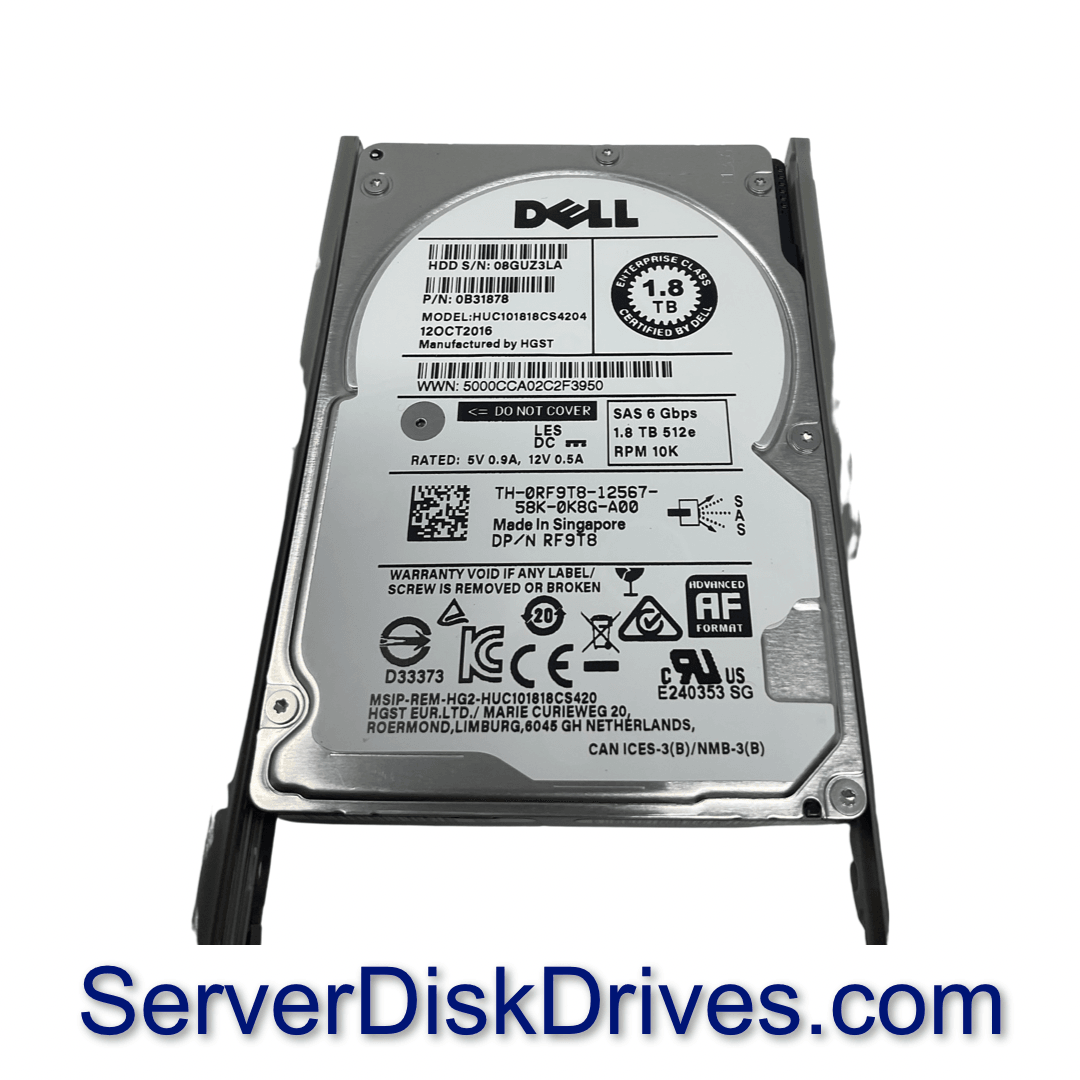 Dell 1.8TB 6G 10K 2.5" SAS SFF RF9T8 HUC101818CS4204 Hard Drive