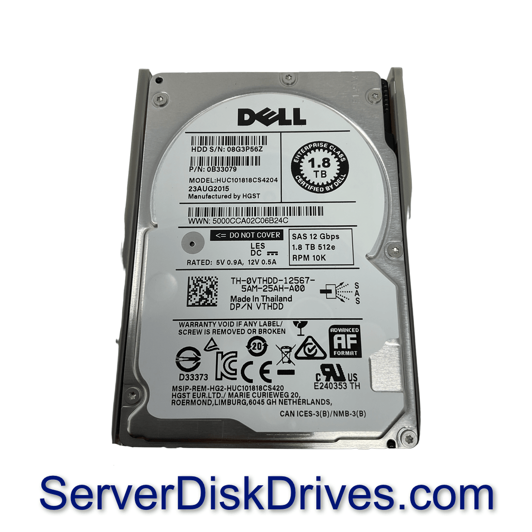 Dell VTHDD 1.8TB 10K SAS 2.5" 12Gbps Hard Drive HUC101818CS4204